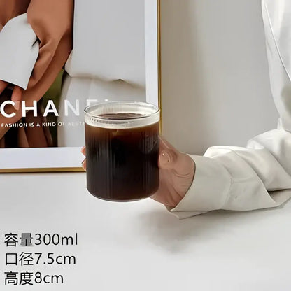 Hammered clear glass cafe coffee cup kitchen tumbler