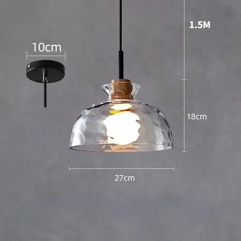 Hammered clear glass pendant light kitchen cork accents