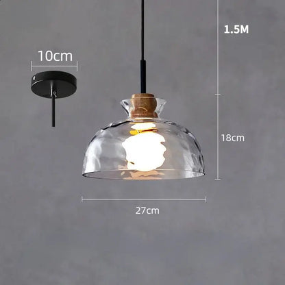 Hammered clear glass pendant light kitchen cork accents