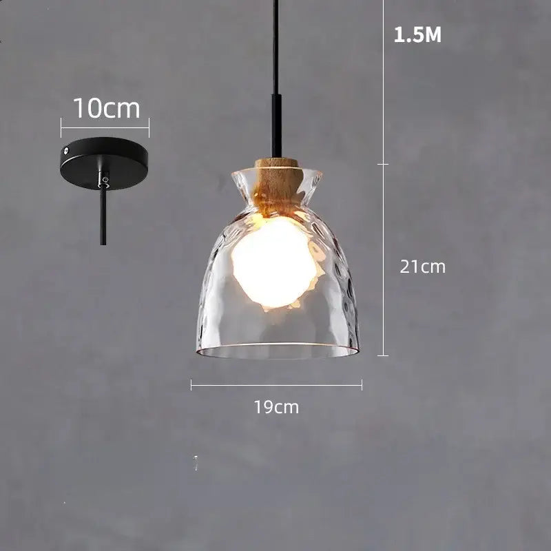 Hammered clear glass pendant light kitchen cork accents