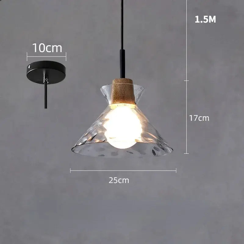 Hammered clear glass pendant light kitchen cork accents