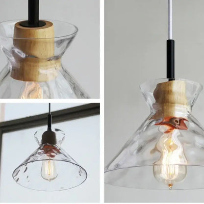 Hammered clear glass pendant light kitchen cork accents