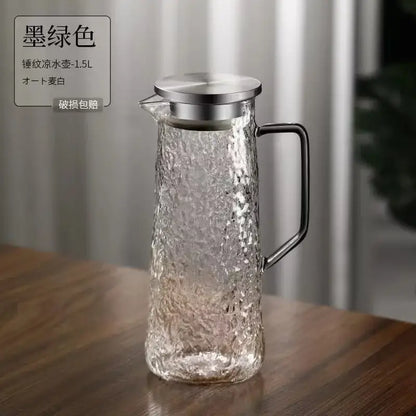 Hammered gray & amber glass water pitcher for dining room kitchen