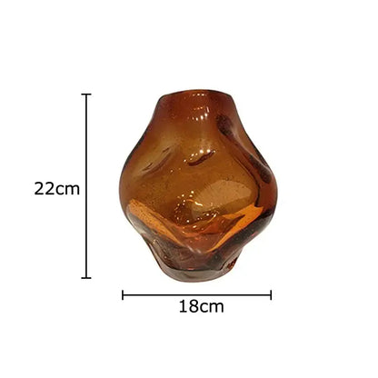 Hand blown amber glass vase with artificial flower bedroom decor
