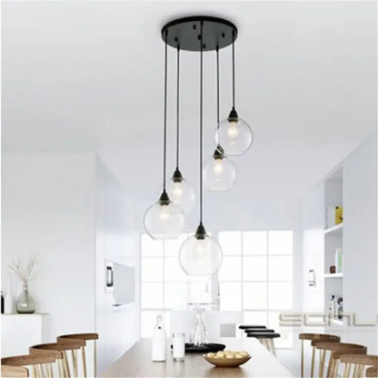 Hand blown clear glass globe lampshade for living room lighting
