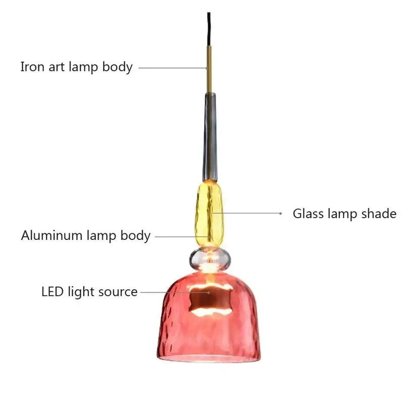 Hand-blown colorful candy glass chandelier pendant light dining room
