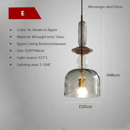 Hand-blown colorful candy glass chandelier pendant light dining room