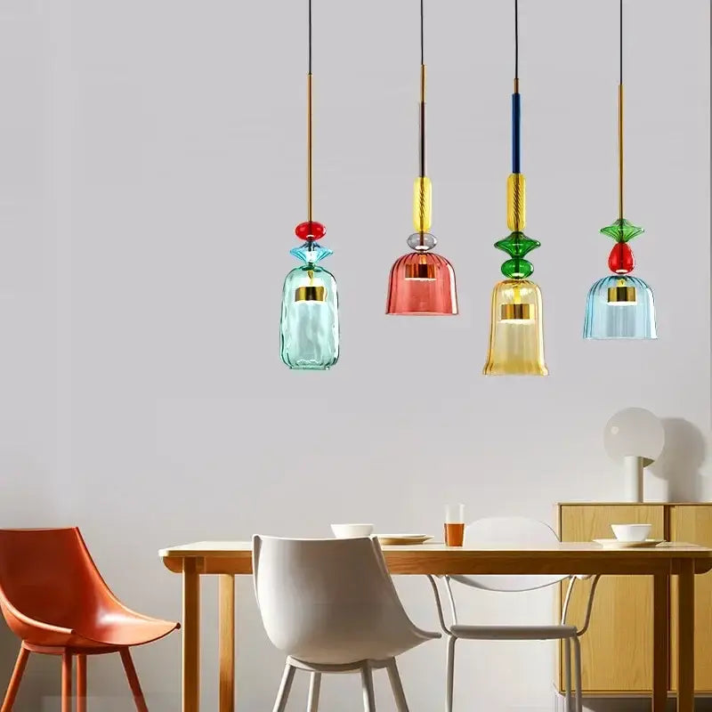 Hand-blown colorful candy glass chandelier pendant light dining room