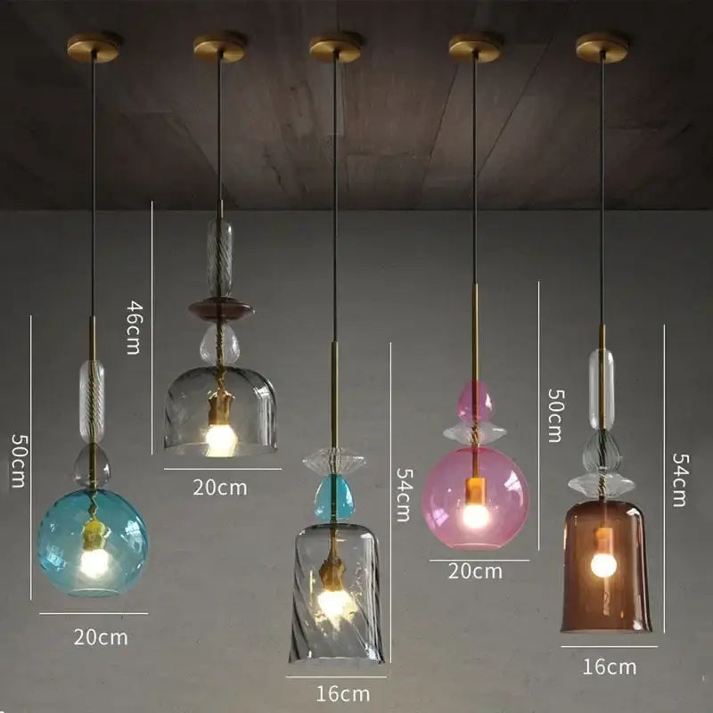 Hand-blown colorful candy glass chandelier pendant light dining room
