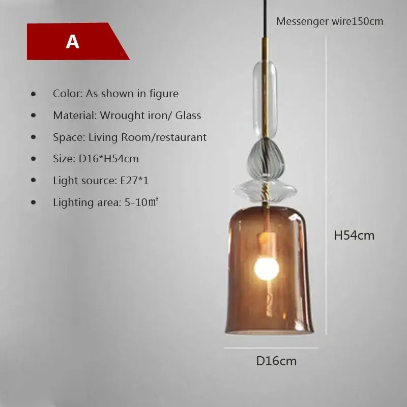 Hand-blown colorful candy glass chandelier pendant light dining room