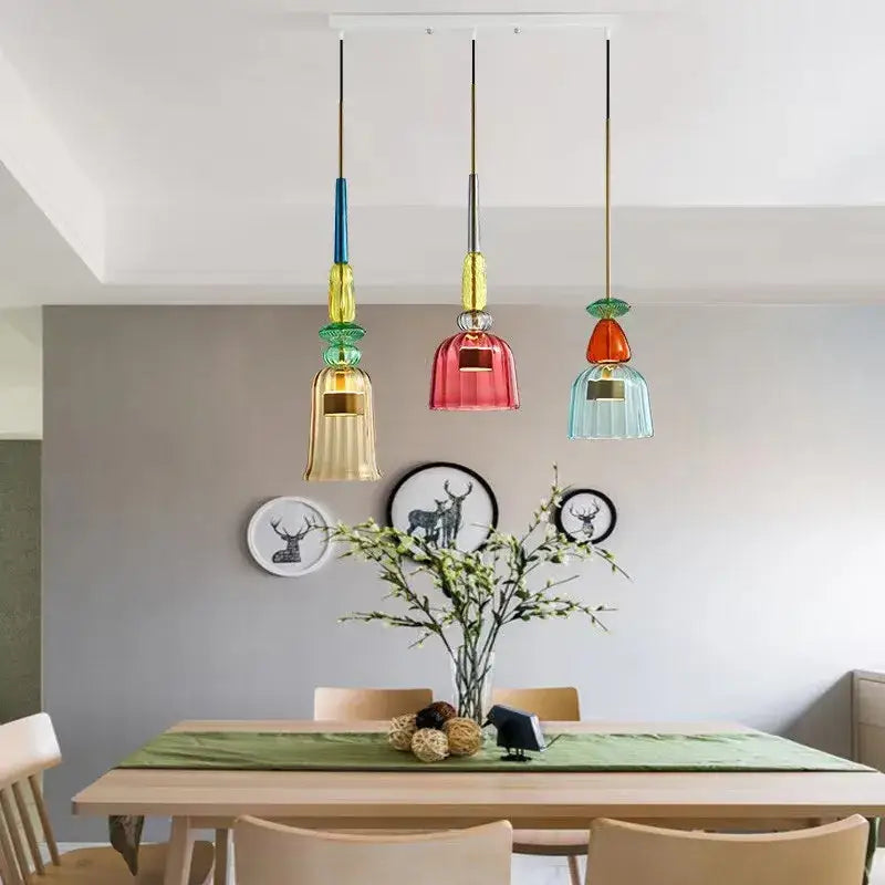 Hand-blown colorful candy glass chandelier pendant light dining room