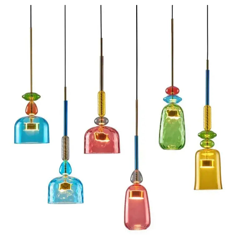 Hand-blown colorful candy glass chandelier pendant light dining room