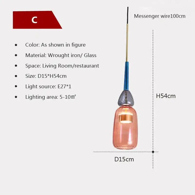 Hand-blown colorful candy glass chandelier pendant light dining room
