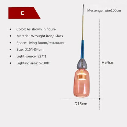 Hand-blown colorful candy glass chandelier pendant light dining room
