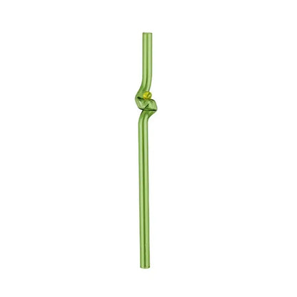Hand blown colorful twisted glass straws kitchen drinkware set