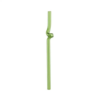 Hand blown colorful twisted glass straws kitchen drinkware set