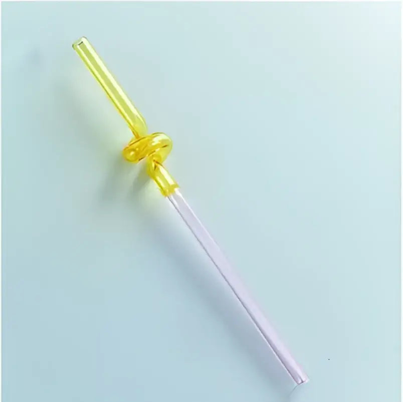 Hand blown colorful twisted glass straws kitchen drinkware set
