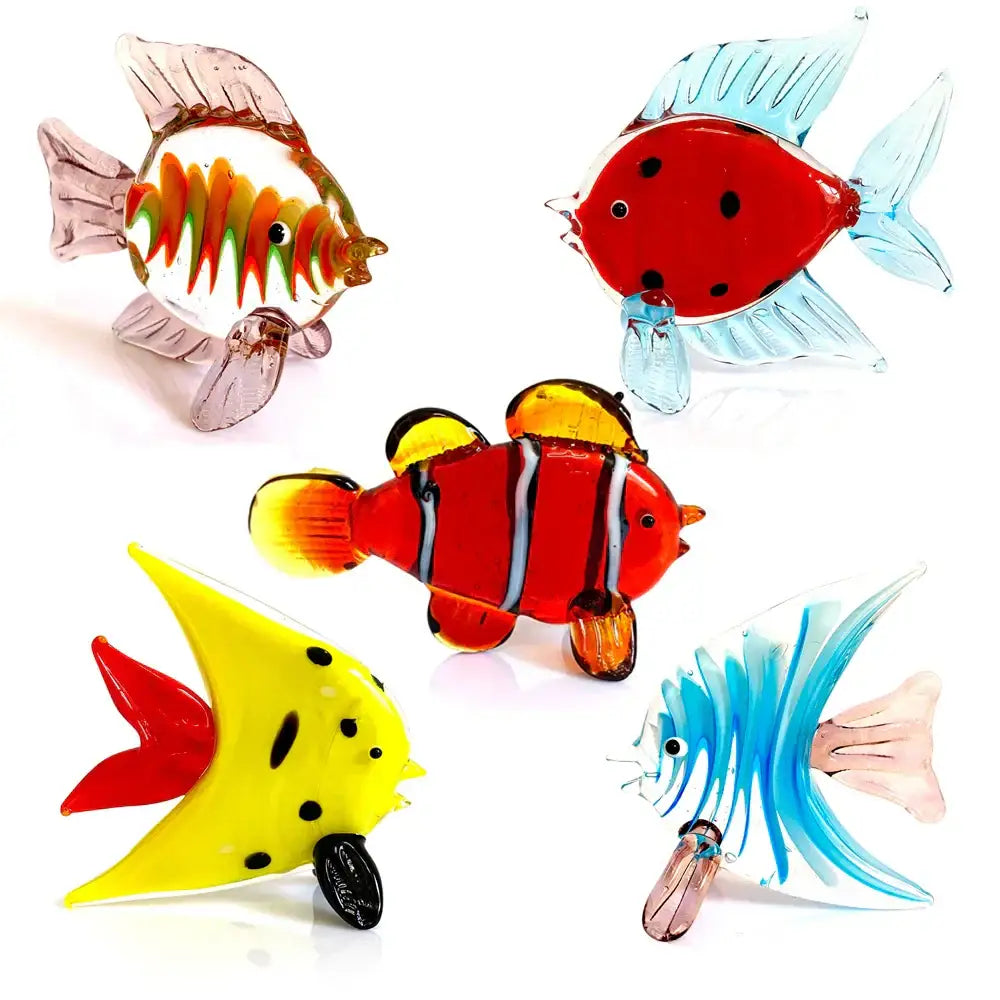 Hand blown crystal glass tropical fish figurine living room decor