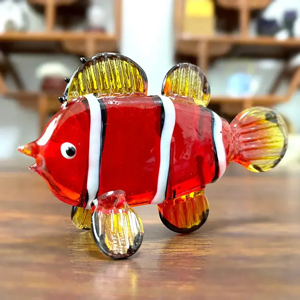 Hand blown crystal glass tropical fish figurine living room decor
