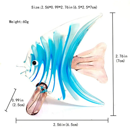 Hand blown crystal glass tropical fish figurine living room decor
