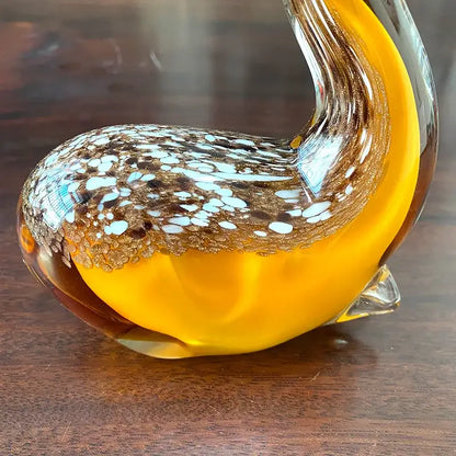 Hand blown glass sika deer figurine amber living room decor