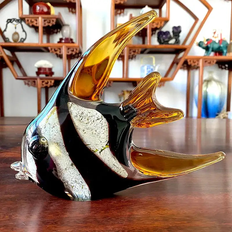 Hand blown tropical fish glass figurines living room decor