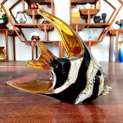 Hand blown tropical fish glass figurines living room decor
