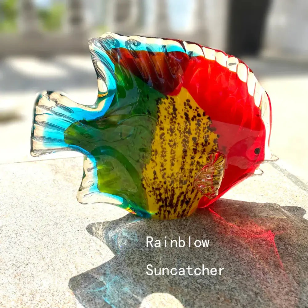 Hand blown tropical fish glass figurines living room decor