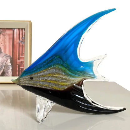 Hand blown tropical fish glass figurines living room decor