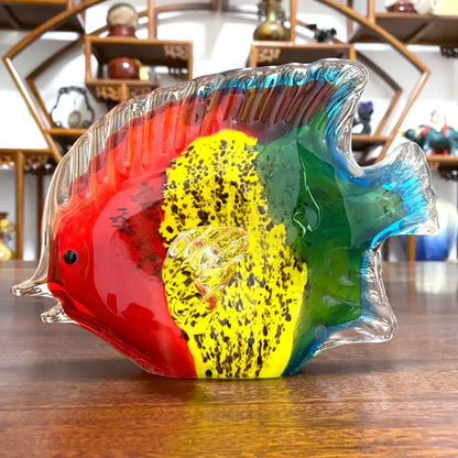 Hand blown tropical fish glass figurines living room decor