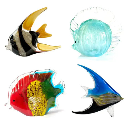 Hand blown tropical fish glass figurines living room decor