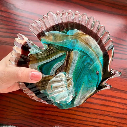 Hand blown tropical fish glass figurines living room decor