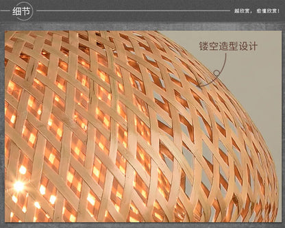 DecorBites™ Hand-Knit Bamboo Pendant Ceiling Light
