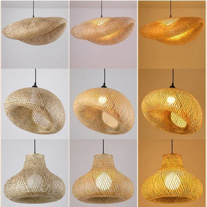 DecorBites™ Hand-Knit Bamboo Pendant Ceiling Light