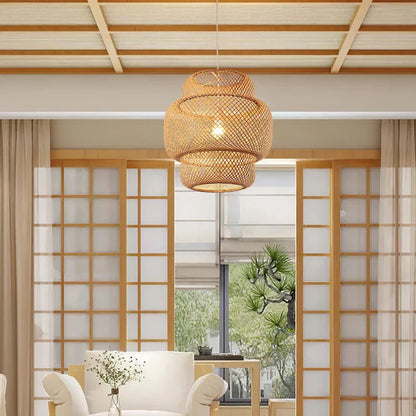 DecorBites™ Hand-Knit Bamboo Pendant Ceiling Light