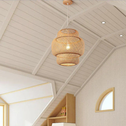 DecorBites™ Hand-Knit Bamboo Pendant Ceiling Light