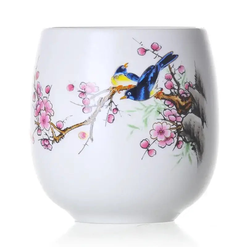 Hand-painted floral white porcelain kung fu tea cup dining room
