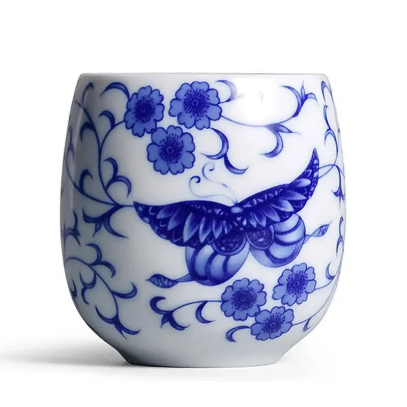 Hand-painted floral white porcelain kung fu tea cup dining room