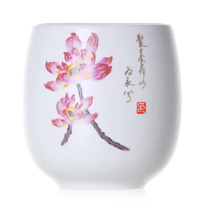 Hand-painted floral white porcelain kung fu tea cup dining room