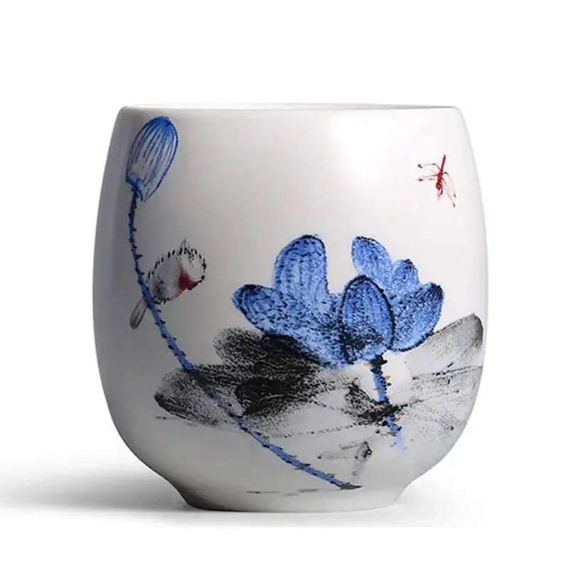 Hand-painted floral white porcelain kung fu tea cup dining room