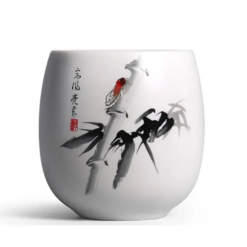 Hand-painted floral white porcelain kung fu tea cup dining room