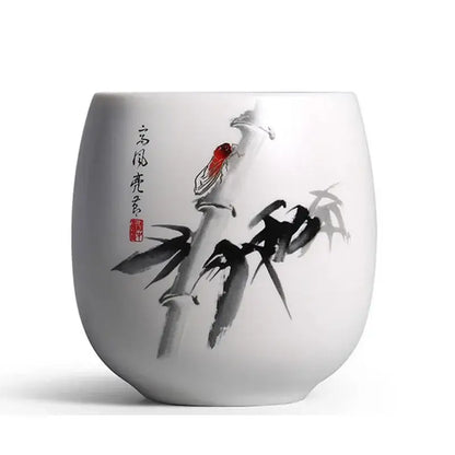Hand-painted floral white porcelain kung fu tea cup dining room
