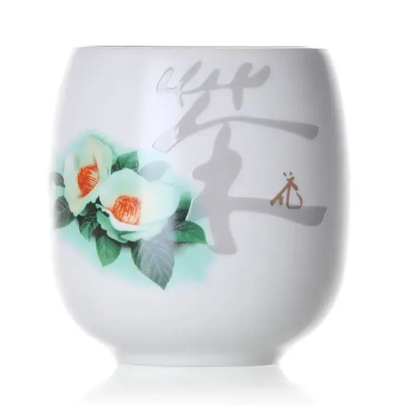 Hand-painted floral white porcelain kung fu tea cup dining room