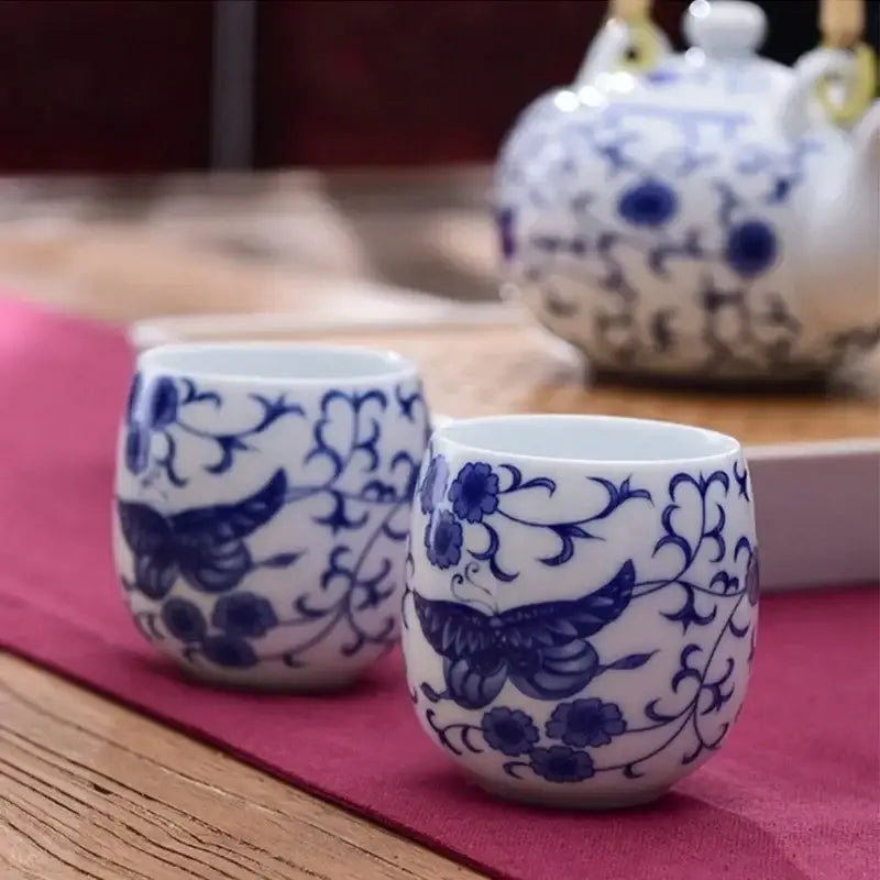 Hand-painted floral white porcelain kung fu tea cup dining room