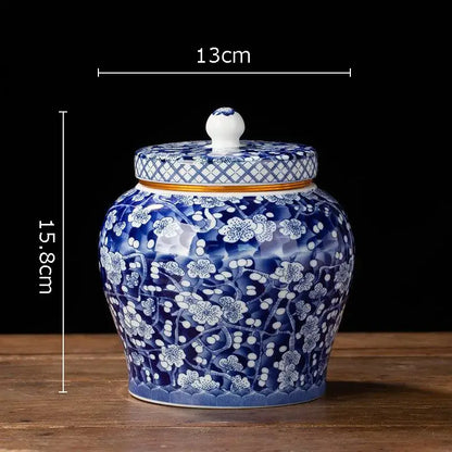 Hand-painted floral white porcelain tea canister kitchen storage jar