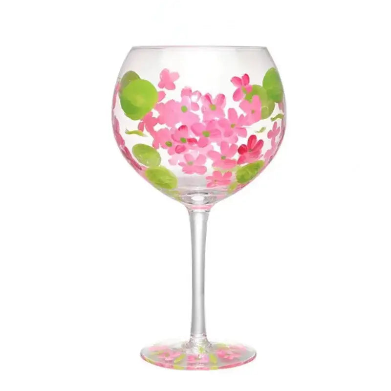 Hand-painted floral wine goblet dining room crystal glass