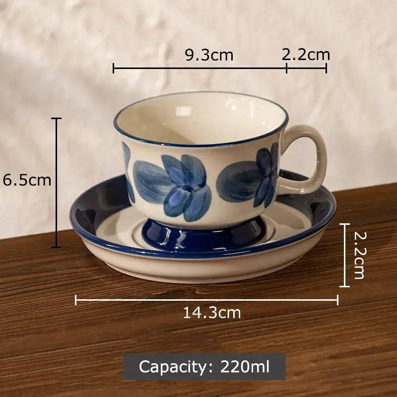 Hand-painted flowers pattern ceramic cup and saucer set – dining room