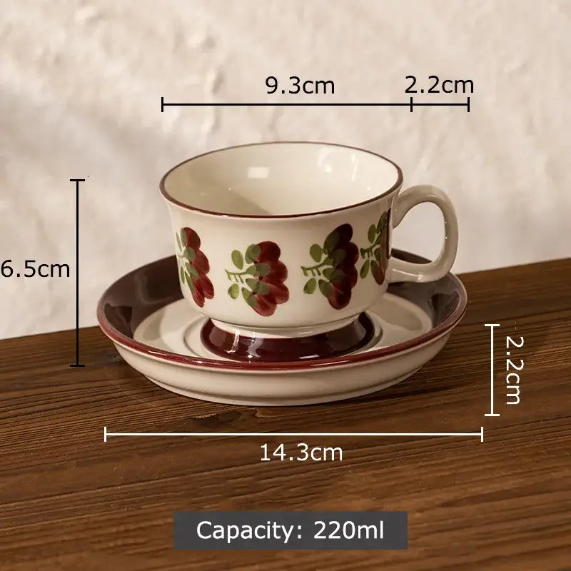 Hand-painted flowers pattern ceramic cup and saucer set – dining room
