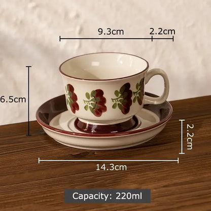 Hand-painted flowers pattern ceramic cup and saucer set – dining room