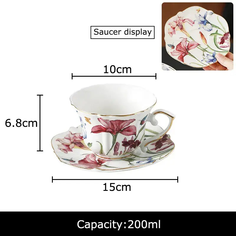 Hand painted iris flower porcelain tea cup – dining room tableware